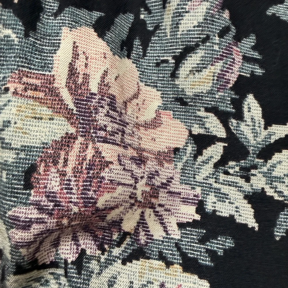 Vintage 90s Floral Midi Dress Union Made USA Size 8 Shoulder Pads - Picture 10 of 15